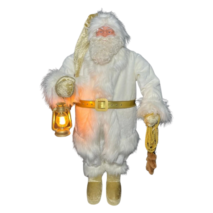 Automate Père Noël blanc avec lanterne