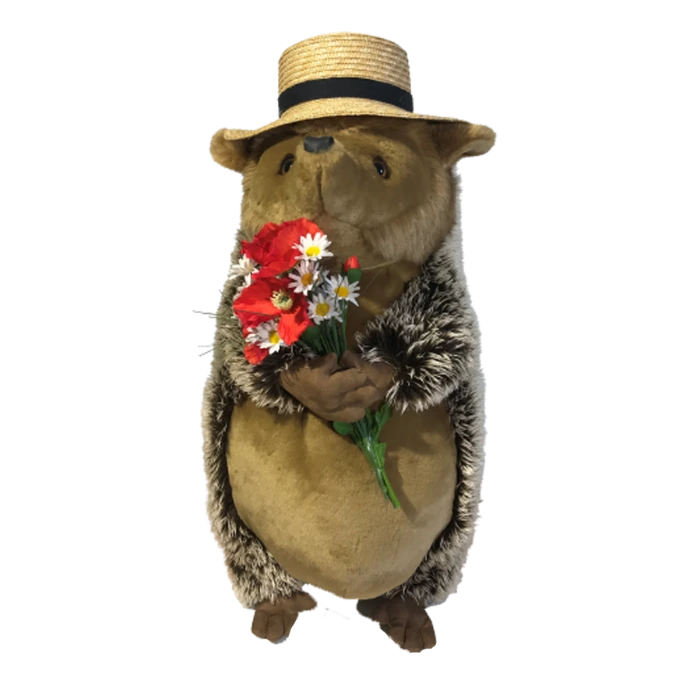 Hérisson debout avec bouquet de fleurs