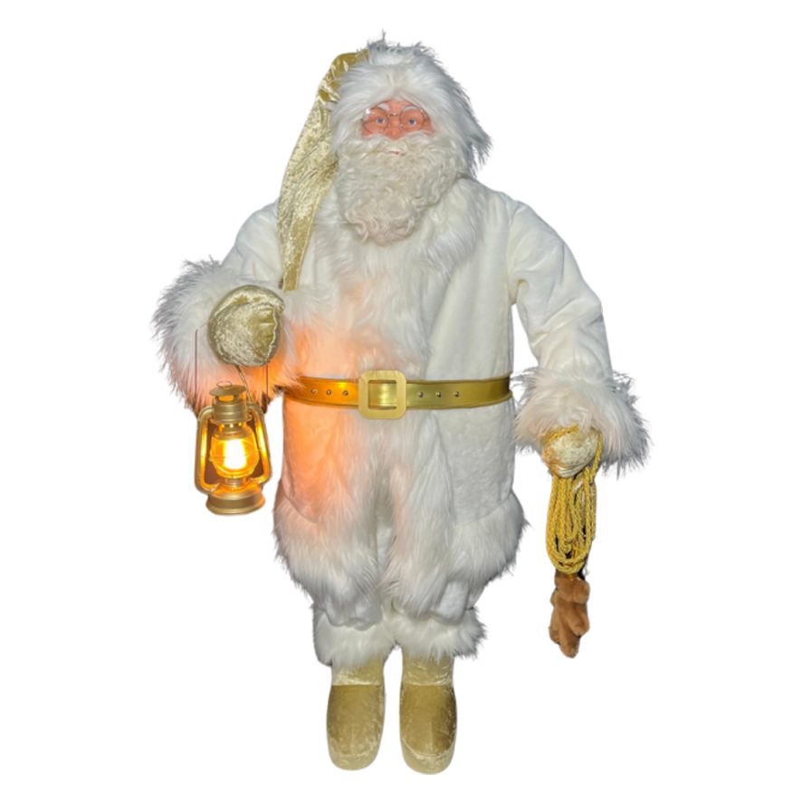 Automate Père Noël blanc avec lanterne