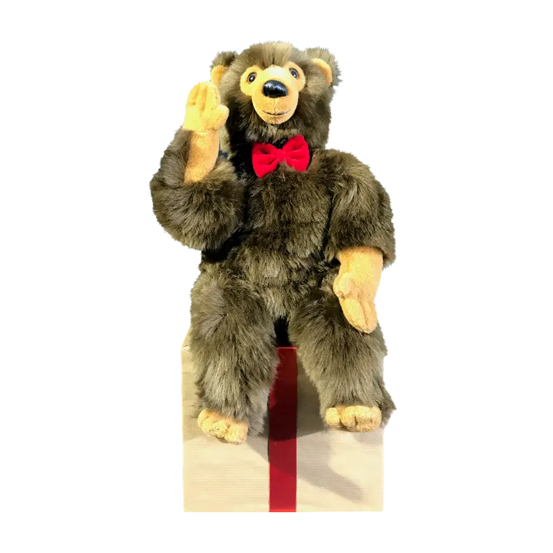 [12423] BROWN LEONARD BEAR CUB SITTING ON GIFT