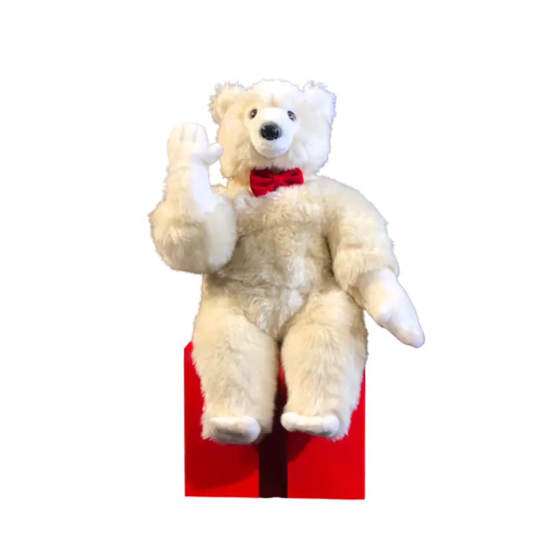 WHITE LEONARDO SITTING ON ITS GIFT