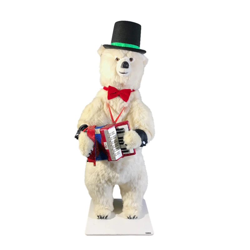 [25242] OURS BLANC LÉON MUSICIEN ACCORDÉON