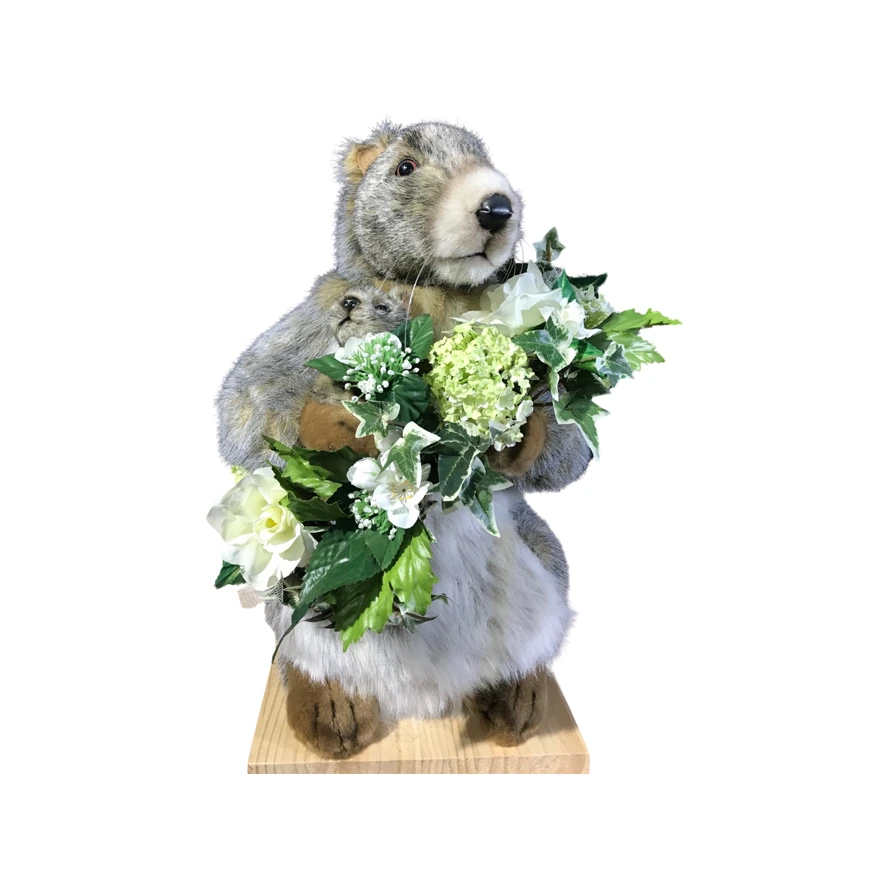 [23754CFL] Marmot & baby marmot with flower crown
