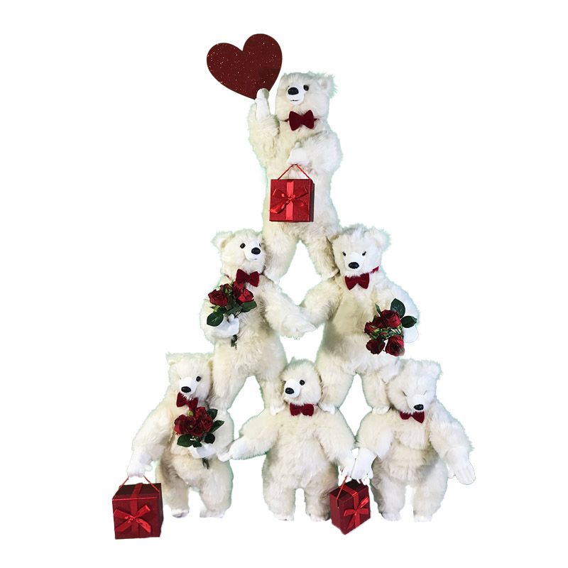 PYRAMIDE DE 6 OURS LÉONARDO BLANCS - SAINT VALENTIN