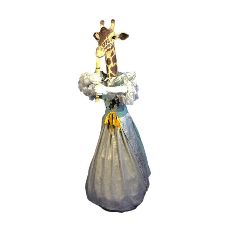 [20691] MUSICIEN -  GIRAFE TETE PAPIER MACHE FLUTE