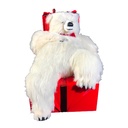 OURS BLANC LÉON ENDORMI SUR PAQUET CADEAU