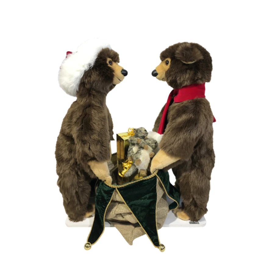 [12421L] OURS BRUN LÉONARD SAC A JOUETS PAR 2