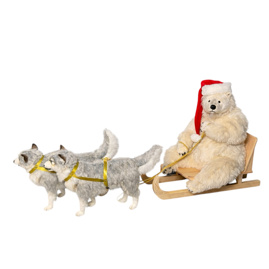 [26820] ATTELAGE OURS POLAIRE + 2 HUSKIES + LUGE